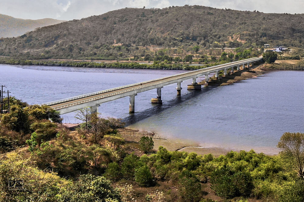 Drone documentation of a bridge over a river