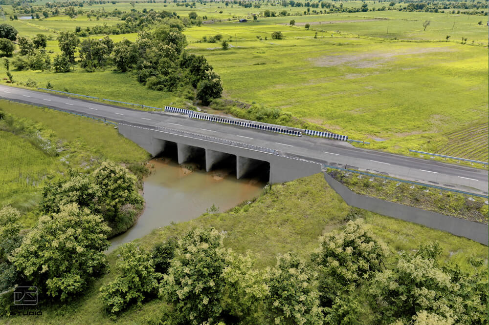Rural road and bridge at Melewada-Chimur corridor