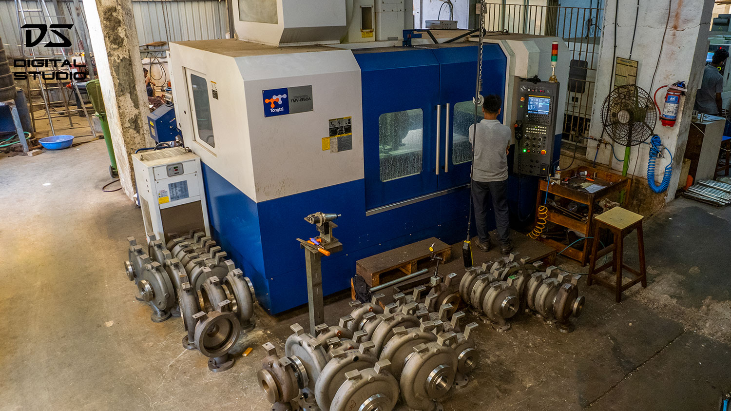 Drone photograph of a CNC machine