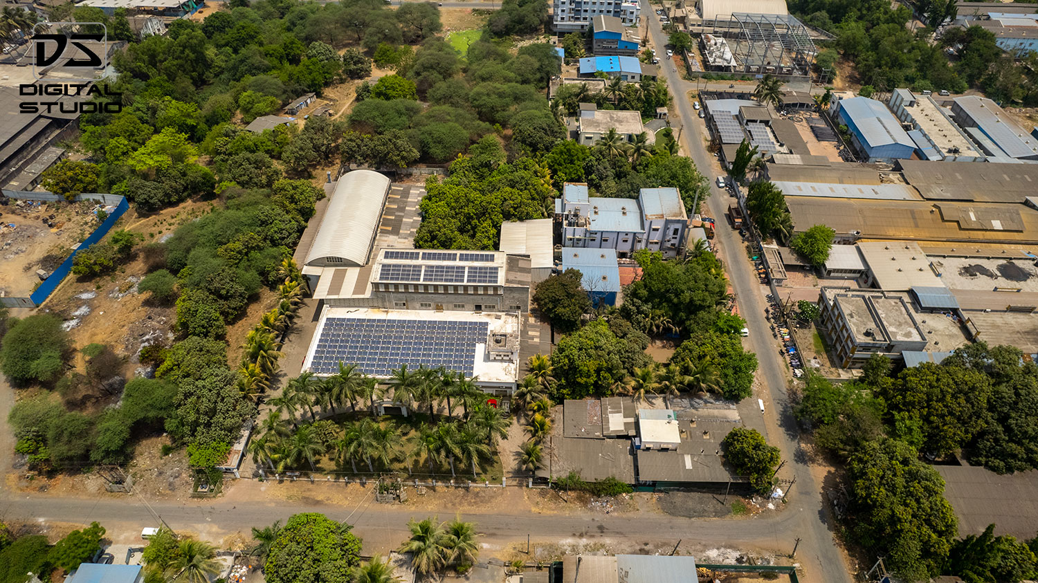 Drone photograph an industrial unit