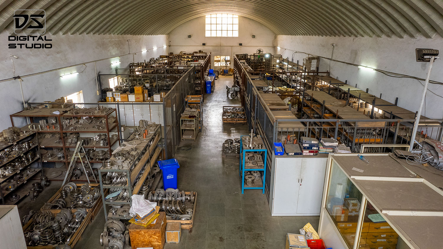 Inside a warehouse - drone photo