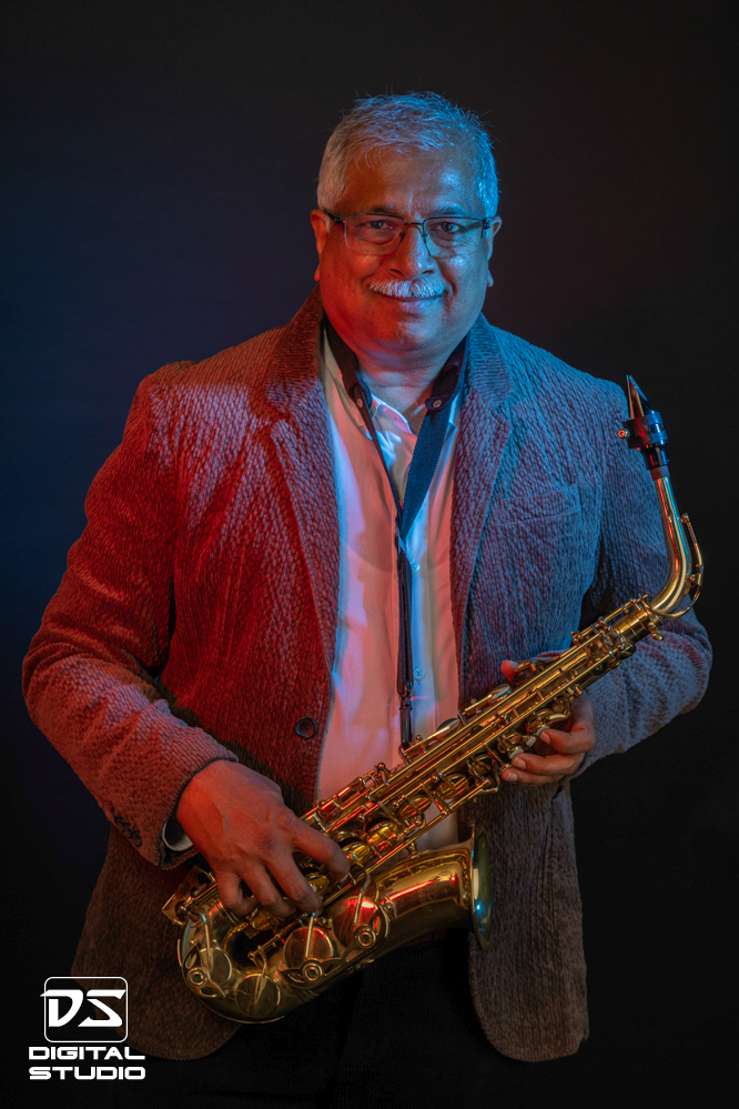 Jazz musician saxophone player portrait