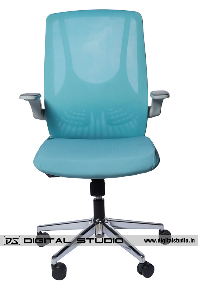 Blue office chair with arms