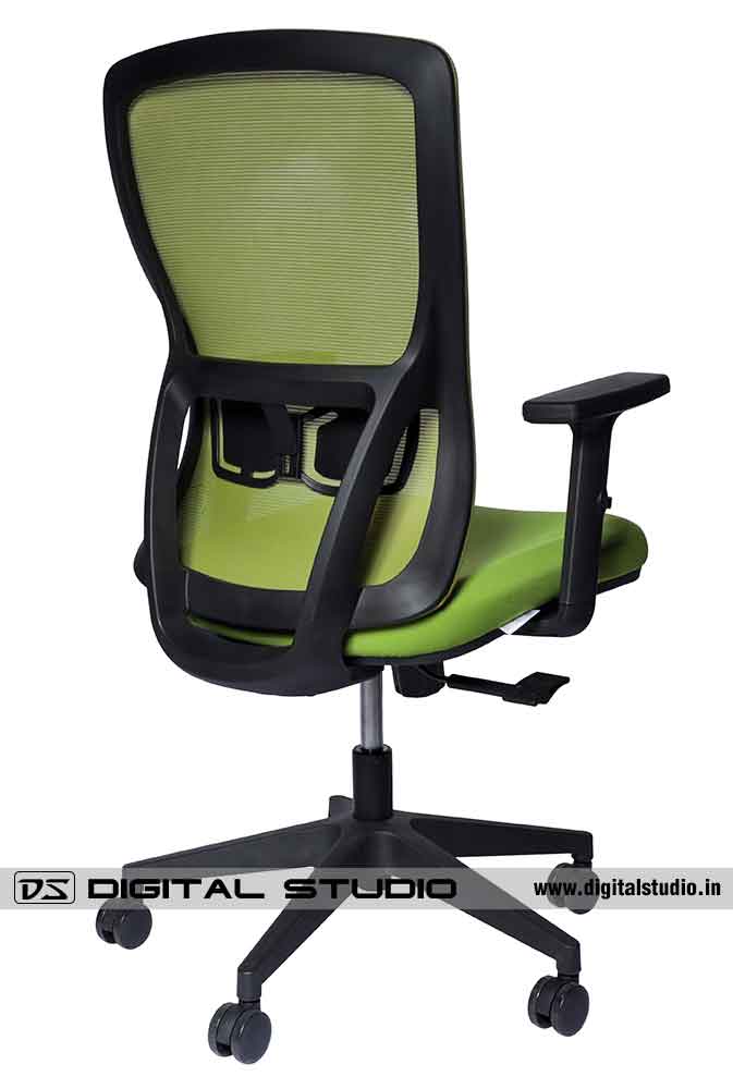 Green office chair - back view