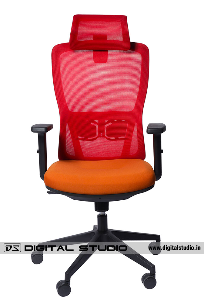 Red office chair - front view