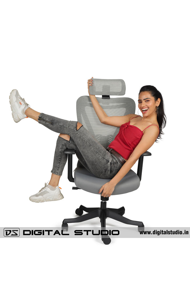 Funky pose on an office chair 