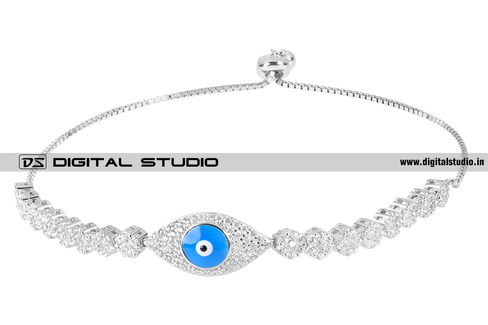 Blue eye design silver bracelet