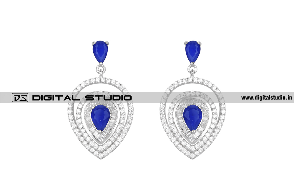 Dangling Earrings With Blue Zircon stone