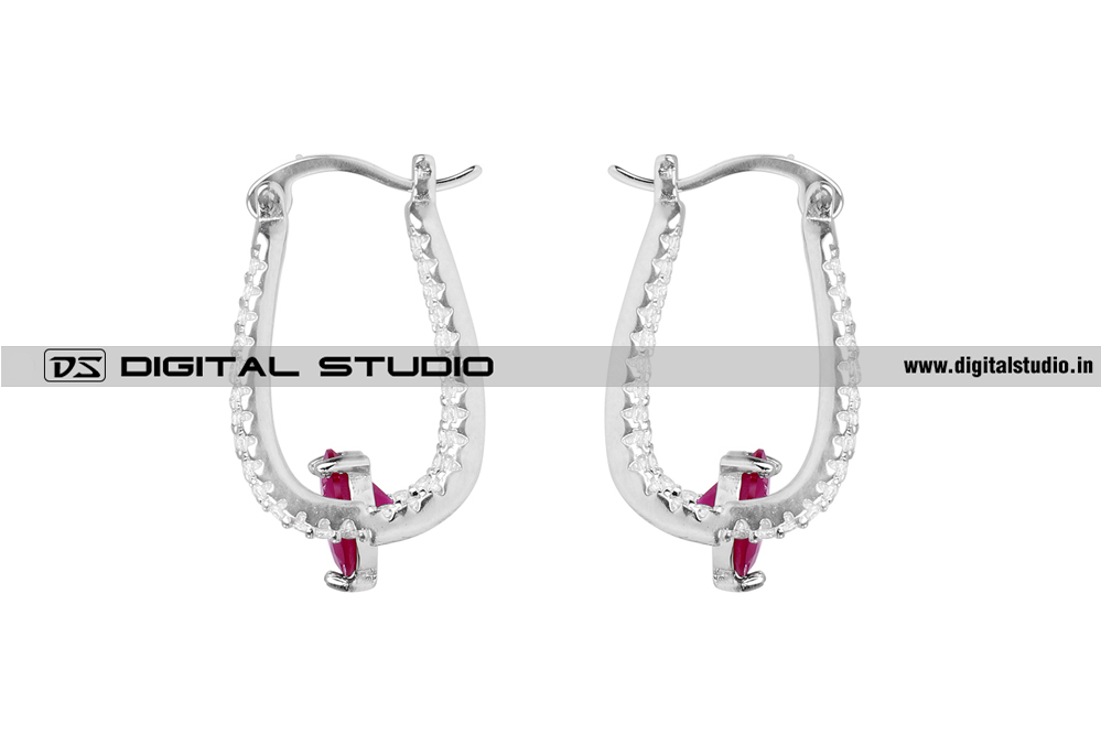 Pure silver red zircon earrings