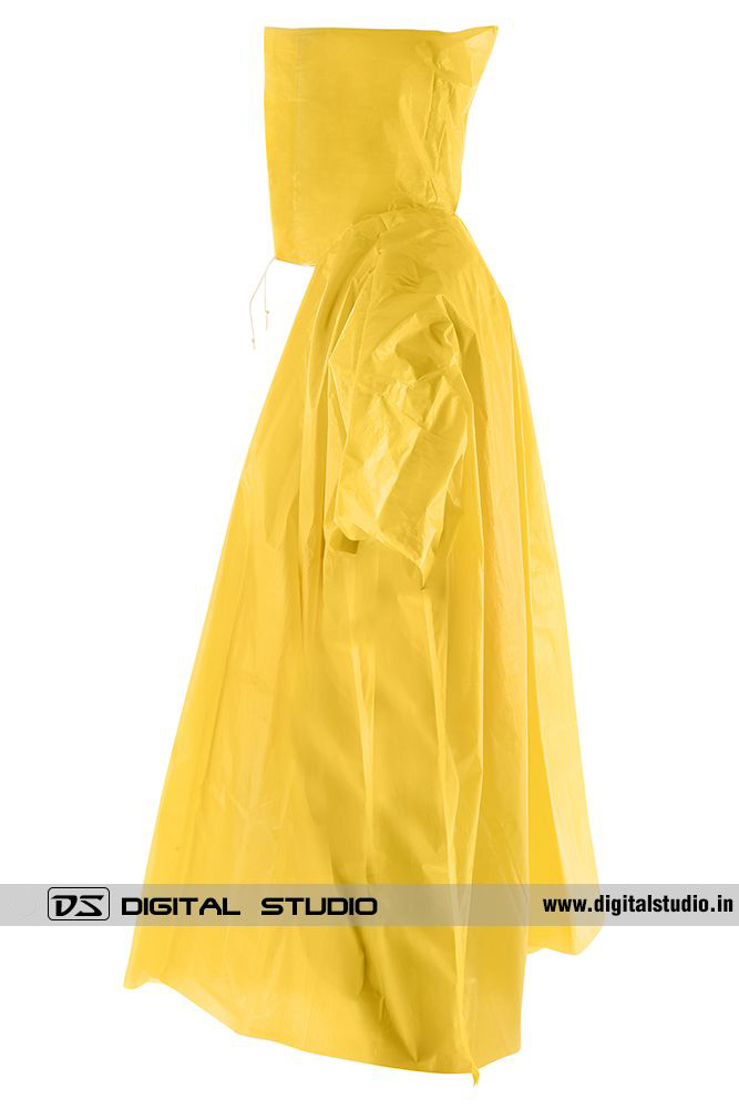 Side view of yellow rain poncho