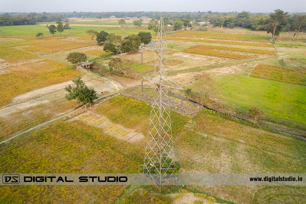 High voltage power line DJI drone shot