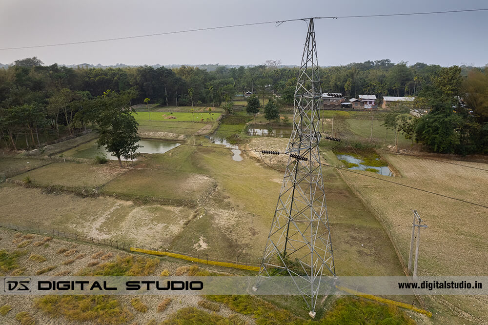 Transmission tower aerial photo with DJI Mavic 2
