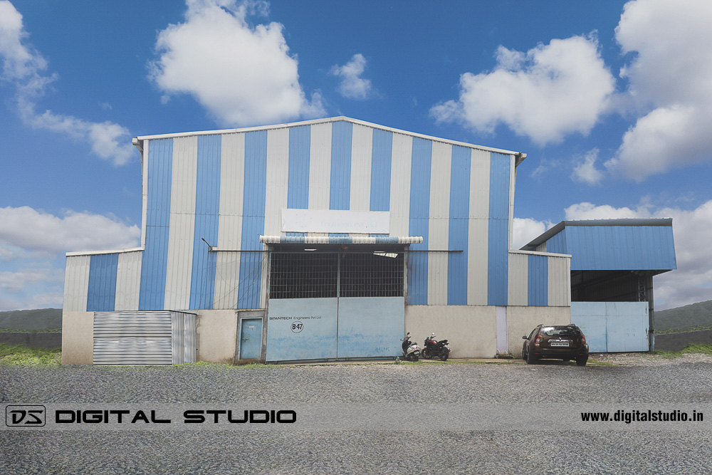 External view of factory - high level editing