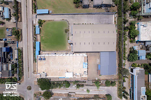 Top-Down drone shot of Ambernath MIDC factory