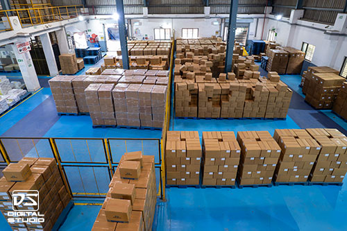 Warehouse wide angle drone shot at Ambernath MIDC