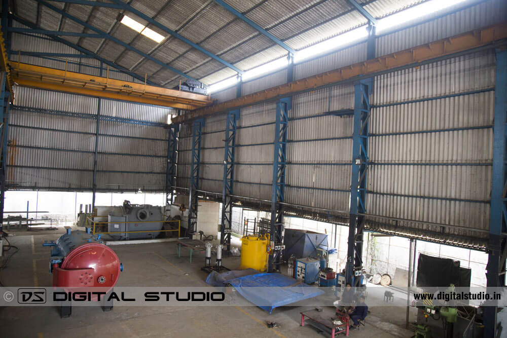 Long shot of boiler manufacturing plant at MIDC - Navi Mumbai