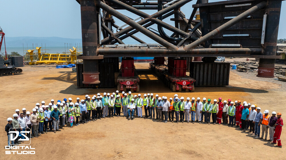 Large group of workers - drone photo