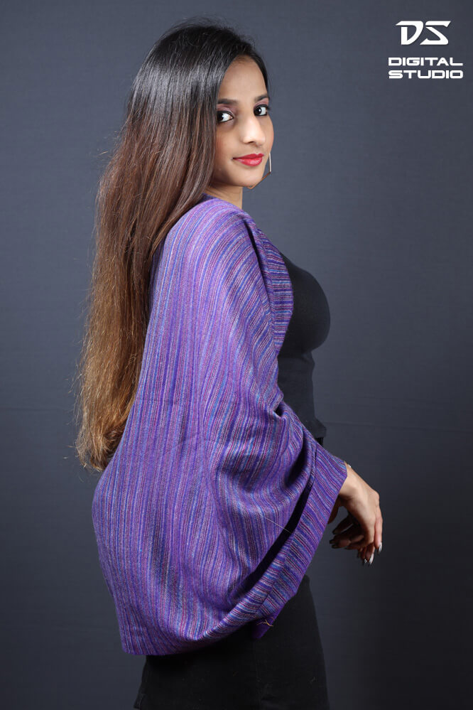 Indian model wearing printed pashmina