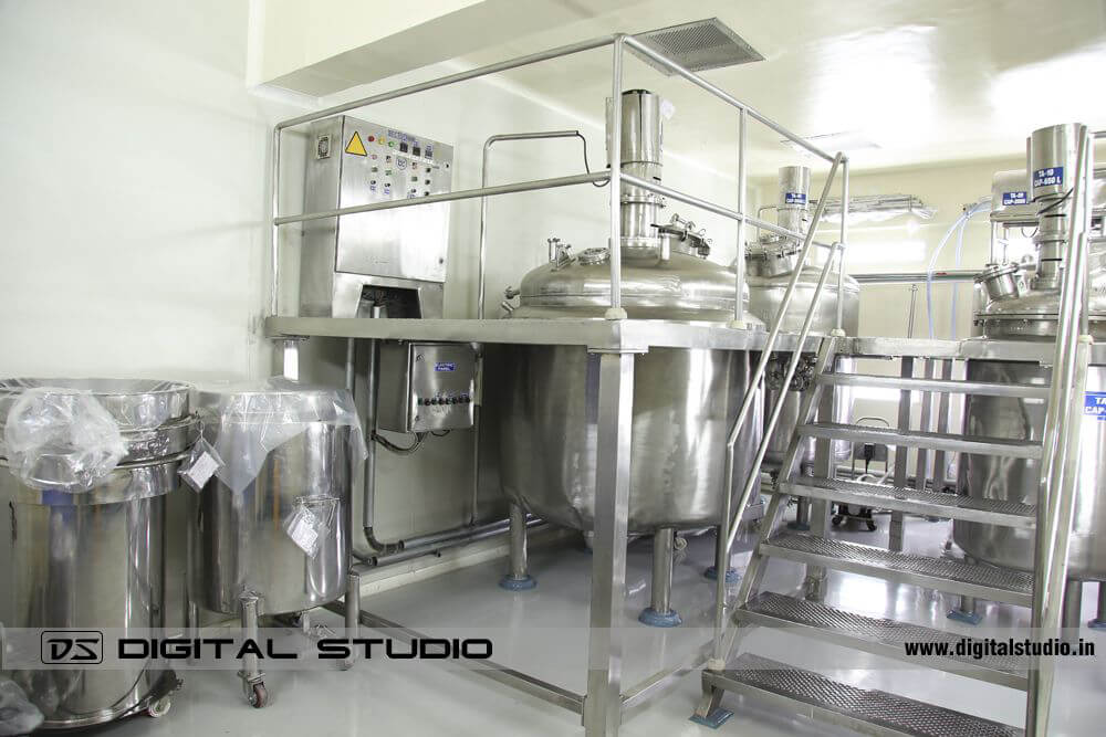 Detailed shot of advanced pharma machinery used in manufacturing