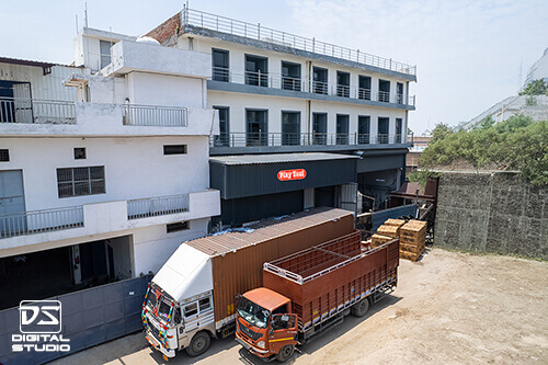 Industrial drone photography of factory exterior in Delhi NCR