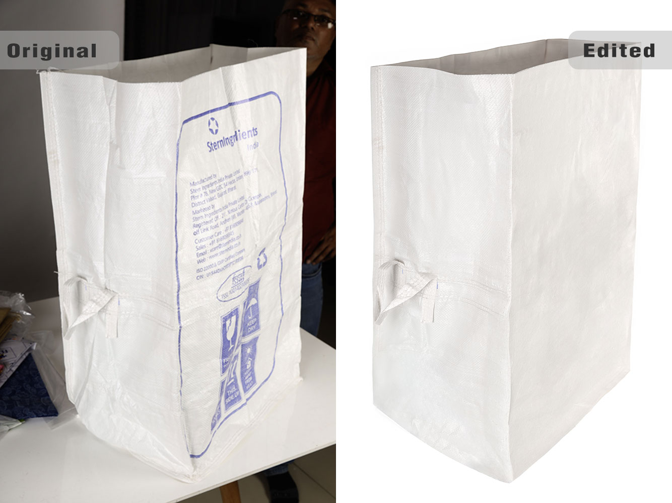 Industrial bag - before / after