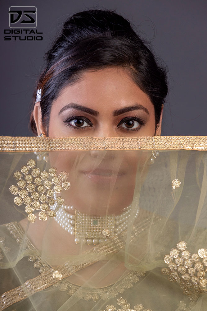 Model posing with saree